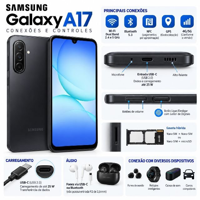 CELULAR SAMSUNG A17 128GB PRETO - Imagem 2